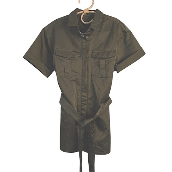 Banana Republic Safari Utility Belted Shirt Jacket Olive Green M NWOT Military - Picture 3 of 16